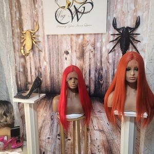 22" electric red lace front